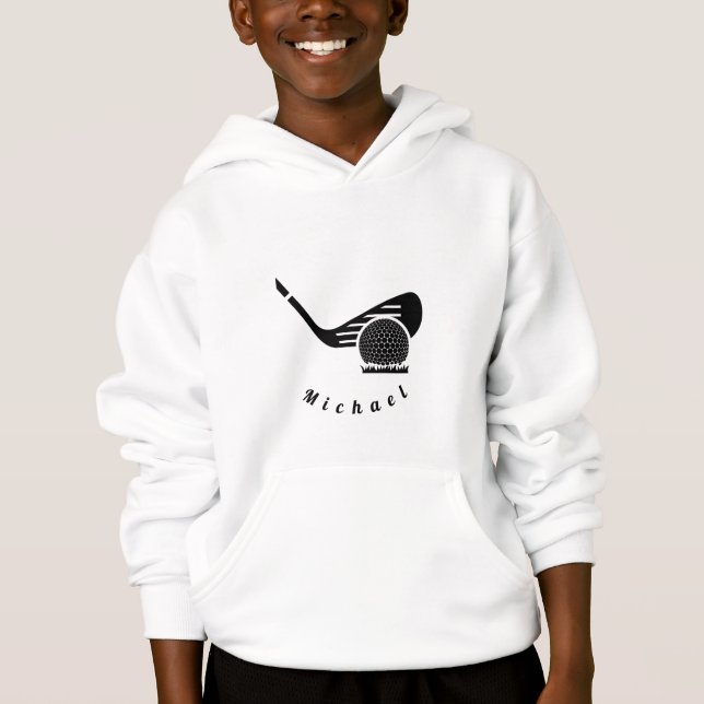 Eleganter Golfclub & Ball Sports Thema Kinder Golf Hoodie (Vorderseite)