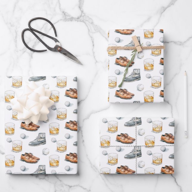 Eleganter Golfer Geschenkpapier Set (Vorderseite)