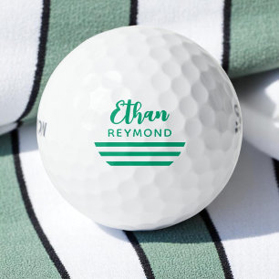 Eleganter Golfer Name mit 3 grünen und blauen Stre Golfball
