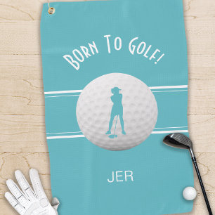 Eleganter Golfer-Sport-Silhouette in Tealgrün Golfhandtuch