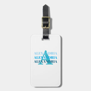 Eleganter Golfschläger-Monogramm-Name Blau Gepäckanhänger