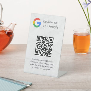 Eleganter Google-Bewertungen-QR-Code-Tischschild Sockelschild