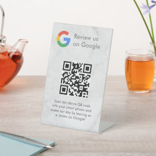 Eleganter Google-Bewertungen-QR-Code-Tischschild Sockelschild