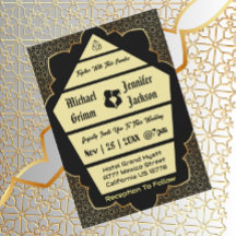 Eleganter Gothic Golden QR Code Einladung Hochzeit