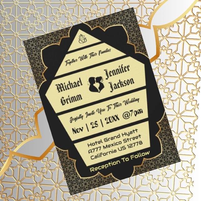 Eleganter Gothic Golden QR Code Einladung Hochzeit (Von Creator hochgeladen)