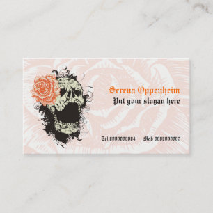 Eleganter Gothic-Grunge-Schädel & Orange-Rose Visitenkarte