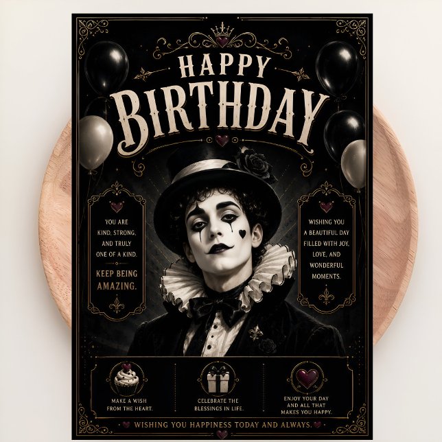 Eleganter Gothic Pierrot Geburtstag Karte (Von Creator hochgeladen)