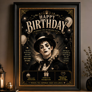 Eleganter Gothic Pierrot Geburtstag Poster
