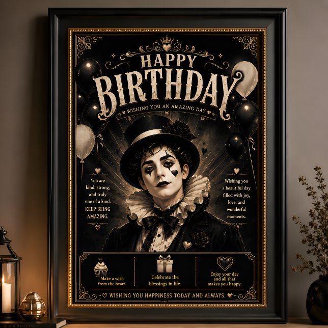 Eleganter Gothic Pierrot Geburtstag Poster (Von Creator hochgeladen)