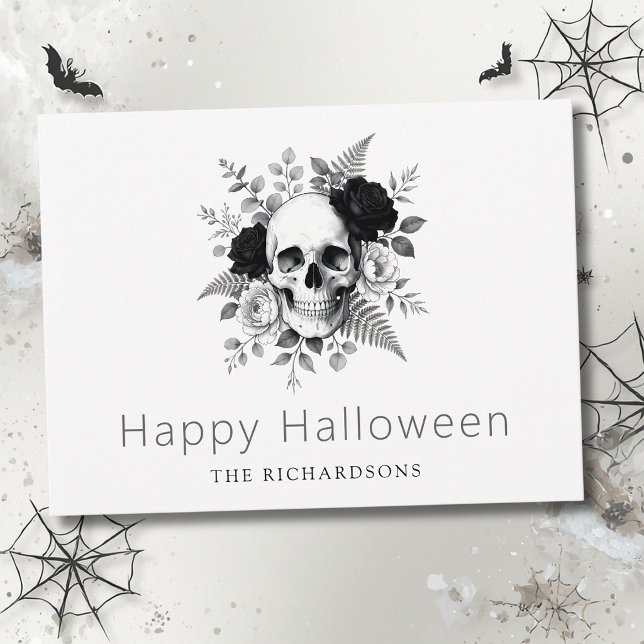 Eleganter Gothic Skull Halloween Postkarte (Von Creator hochgeladen)