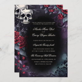 Eleganter Gothic Skull & Rose Hochzeit Einladung