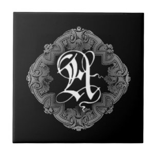 Eleganter gothischer Anfangsbuchstabe A Fliese