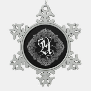 Eleganter gothischer Anfangsbuchstabe A Schneefloc Schneeflocken Zinn-Ornament