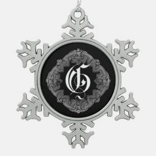 Eleganter gothischer Anfangsbuchstabe G-Schneefloc Schneeflocken Zinn-Ornament