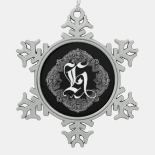Eleganter gothischer Anfangsbuchstabe H-Schneefloc Schneeflocken Zinn-Ornament