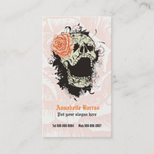 Eleganter gotischer Grunge-Totenkopf und orangefar Visitenkarte