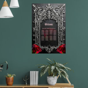 Eleganter gotischer Hochzeitsrosenrahmen Poster