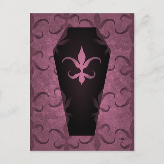 Eleganter gotischer Sarg, lila Mauve Halloween Postkarte (Vorderseite)
