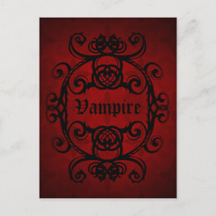 Eleganter gotischer Vampirsdamast rot und schwarz Postkarte