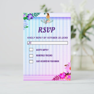 Eleganter Gradient Floral Frame RSVP Karte