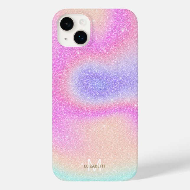 Eleganter Gradient Glitzer Swirl Holographic Case-Mate iPhone Hülle (Rückseite)