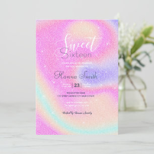 Eleganter Gradient Glitzer Swirl Holographic Einladung