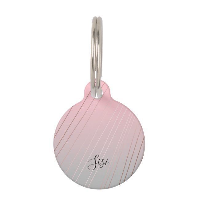 Eleganter Gradient rosa Graumuster Rose Gold Haustiermarke (Vorderseite)