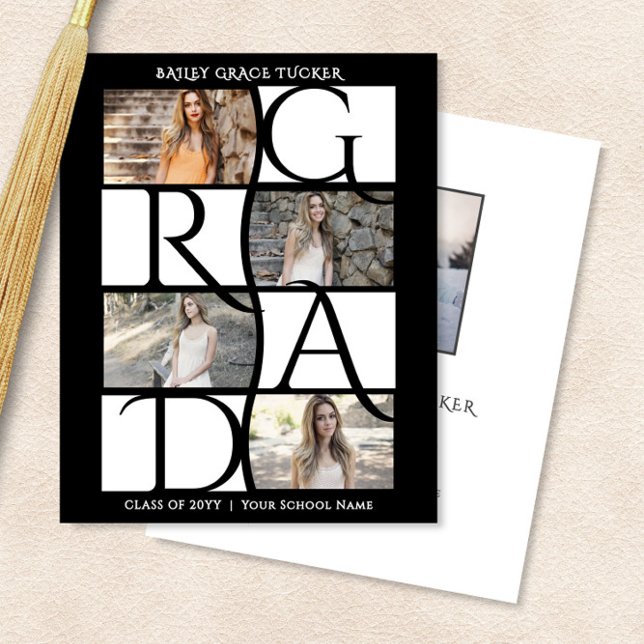 Eleganter Graduate 5-Foto Schwarz-Weiß-Abschluss (Von Creator hochgeladen)