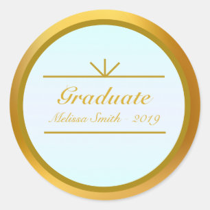 Eleganter Graduate Gold- und Türkis-Aufkleber Runder Aufkleber