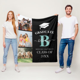 Eleganter Graduate Monogram 3 Foto Abschluss Fleecedecke