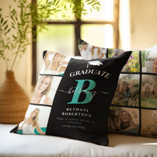 Eleganter Graduate Monogram Foto Uni-Abschluss Kissen