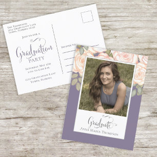 Eleganter Graduate Wasserfarbe Lila Blumenchic Postkarte
