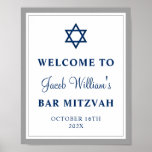 Eleganter Grau und Navy Blue Bar Mitzvah Willkomme Poster<br><div class="desc">Elegantes Graues und Navy Blue Bar Mitzvah Willkommenspopster</div>