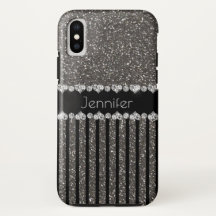 Eleganter grauer Glitzer personalisierter iPhone X