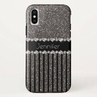 Eleganter grauer Glitzer personalisierter iPhone X Case-Mate iPhone Hülle