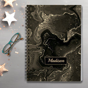 Eleganter grauer Imitat aus Marmor Gold Glitzer Notizbuch