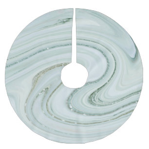 Eleganter grauer Marmor Swirl Silver Glitzer Luxur Polyester Weihnachtsbaumdecke