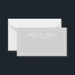 Eleganter Grauer und weißer Hochzeitsratgeber und  Hinweiskarte<br><div class="desc">Schöne Elegant Gray and White Wedding Advice and Wishings Card mit Ihren Informationen in weißem,  elegantem Schriftart mit weißem Rechteck. Klicken Sie auf die Schaltfläche Anpassen,  um das Design zu personalisieren.</div>