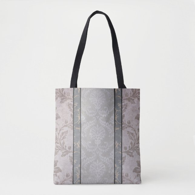 Eleganter grauer Vintager BlumenDamast (Vorderseite)