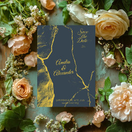 Eleganter Graumarmor Save the Date modern Einladung