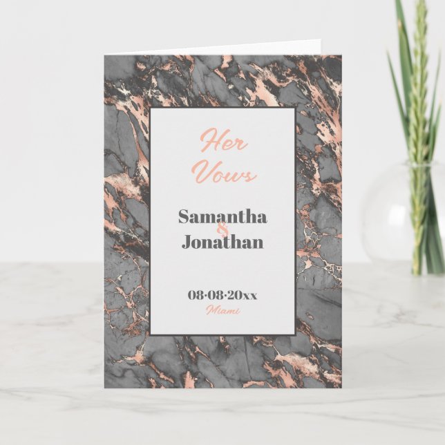Eleganter graurosa Marmor Hochzeit ihrer Stimmkart Dankeskarte (Vorderseite)
