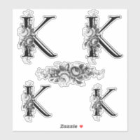 Eleganter, gravierter Floral Monogram Letter K