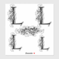 Eleganter, gravierter Floral Monogram Letter L