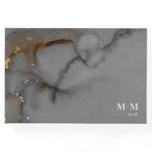 Eleganter Gray Alcohol Ink Wedding Gold