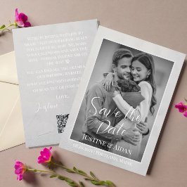 Eleganter Gray Shade mit Foto Wedding Save The Date