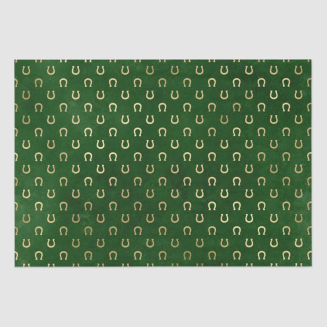 Eleganter Green and Gold Horse Shoe St Patrick's D Seidenpapier (Vorderseite)