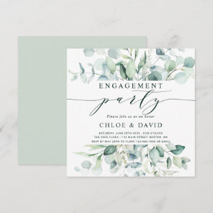 Eleganter Green Foliage Engagement Party Square Einladung