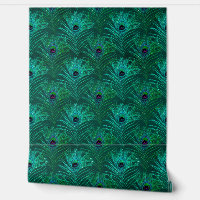 Eleganter Green Glitzer Peacock Feathers Chic