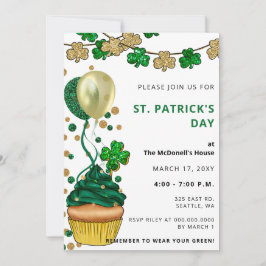 Eleganter Green Gold Kleeblatt St Patricks Day Einladung