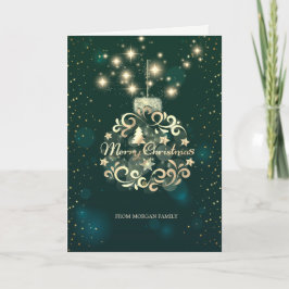 Eleganter Green,Imitats Gold Weihnachtsball Feiertagskarte